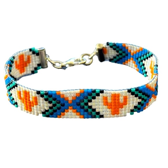 Southwestern Native American Hand woven hand crafted  beaded adjustable bracelet - Picture 1 of 3
